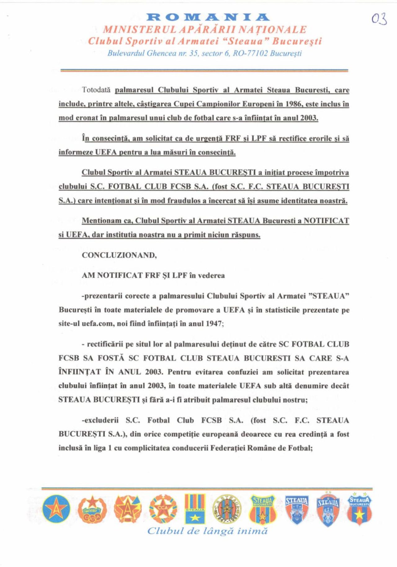 CSA Steaua cere dezafilierea FCSB și excluderea clubului lui Becali din competițiile europene!_2