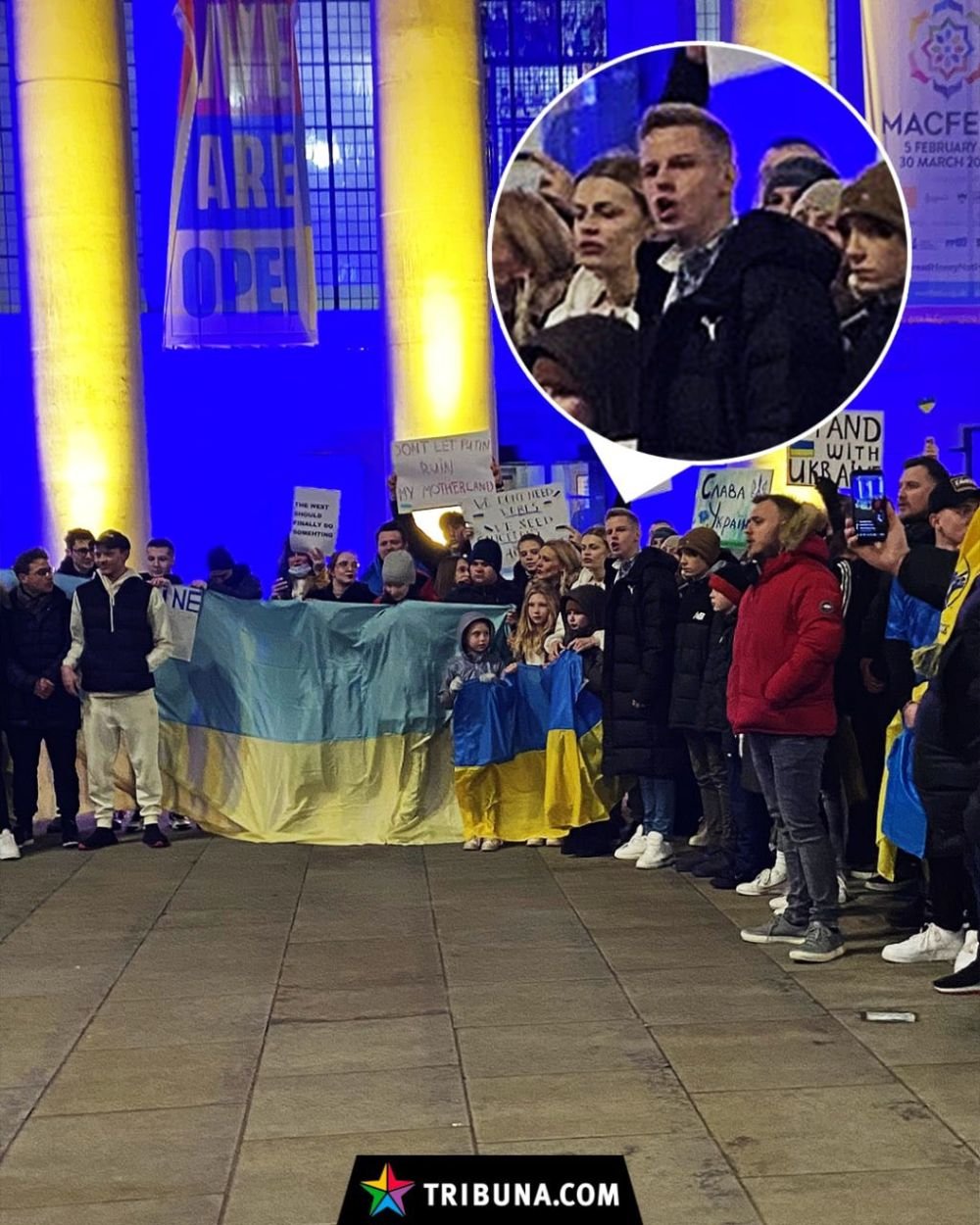 Oleksandr Zinchenko și soția sa, liderii protestatarilor din Manchester împotriva războiului din Ucraina _2