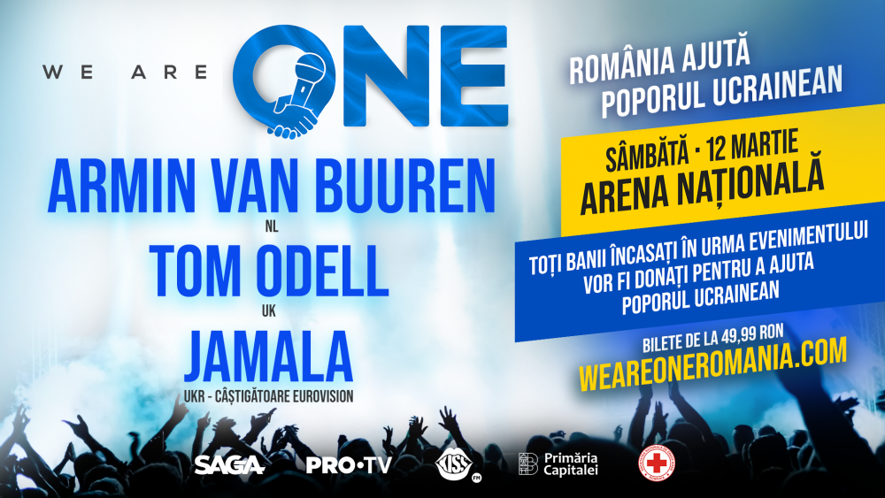 Cei mai îndrăgiți artiști ai lumii vin la București! Armin van Buuren, Tom Odell și Jamala vor urca sâmbătă, 12 martie, pe scena WE ARE ONE!