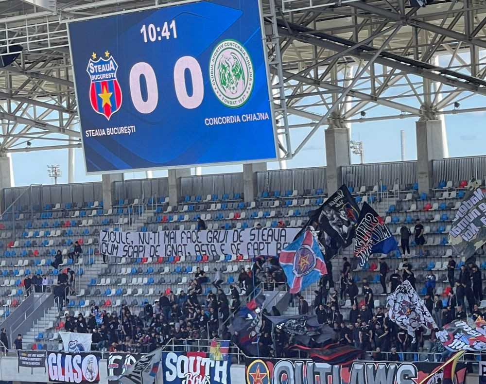 Zicule, nu-ți mai face griji de Steaua! Ce a urmat. Bannerul pregătit de fanii echipei lui Oprița pentru antrenorul Concordiei&nbsp;