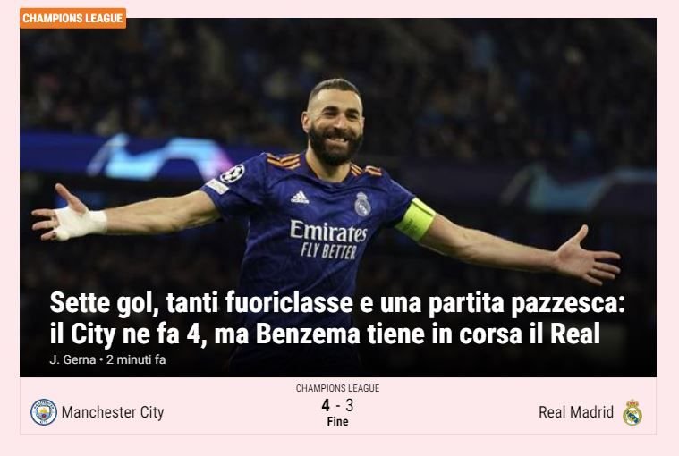 „Madridul trăiește!” / „Un mare spectacol!” Reacția presei internaționale după Manchester City - Real Madrid 4-3_3