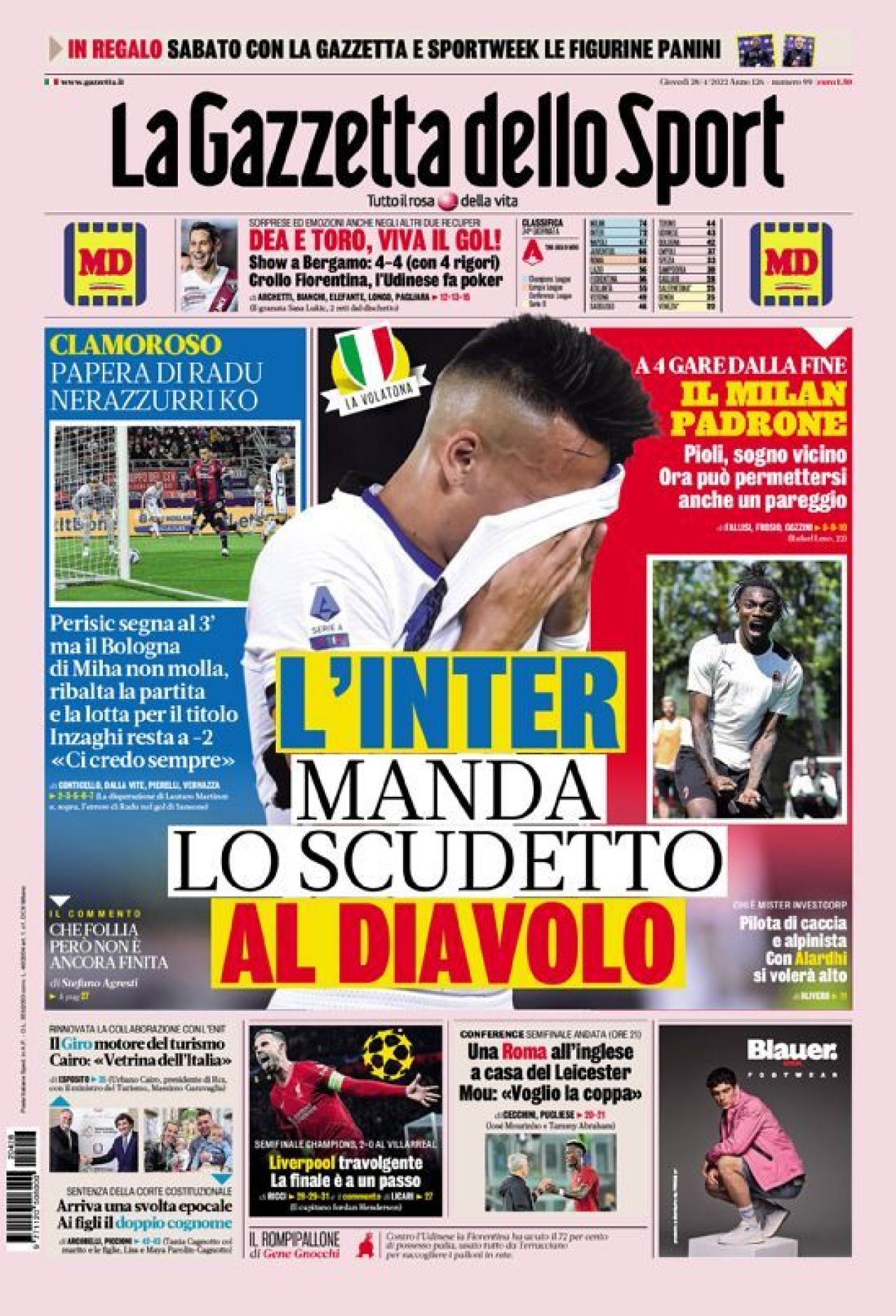 ”Harakiri!”. Ionuț Radu ține prima pagină în Gazzetta dello Sport, după gafa uriașă de pe ”Renato Dall'Ara”: ”Inter i-a dat Milanului jumătate de titlu” _1