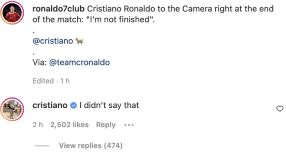 Reacția lui Cristiano Ronaldo după ce ar fi transmis fanilor lui Manchester United: 