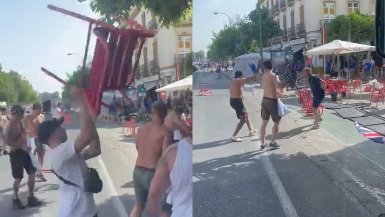 „Rușinos!” Imagini lamentabile la Sevilla: bătaie cu pumni și scaune între scoțieni și nemți. Ce au lăsat în urmă_1