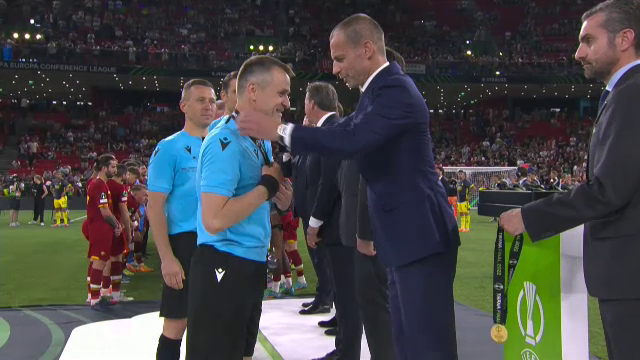 Gardă de onoare pentru Istvan Kovacs! Brigada din România, felicitată de președintele UEFA după finala Conference League_8