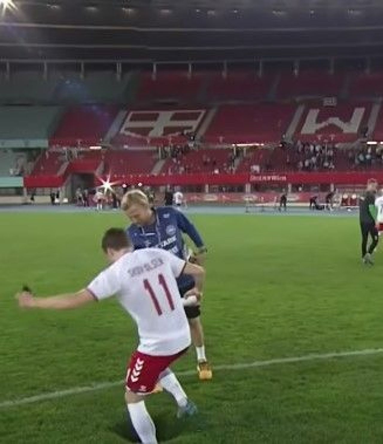 Moment bizar la meciul Austria - Danemarca. O gaură chiar la mijlocul terenului: