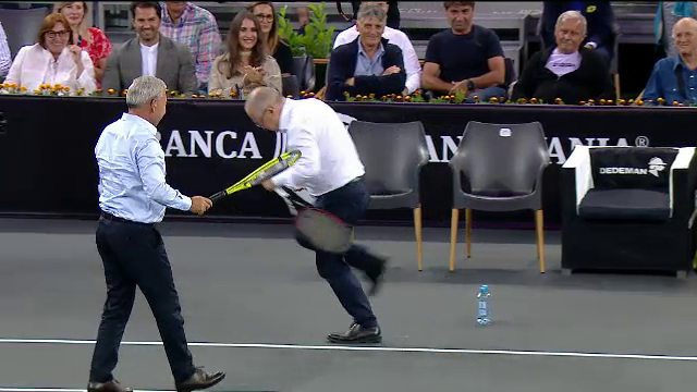 Emil Boc, zis și 'Rafa Nadal de la Cluj Napoca'! Imagini geniale de la meciul de retragere al lui Tecău! Cum l-a imitat pe 'regele zgurii'_17