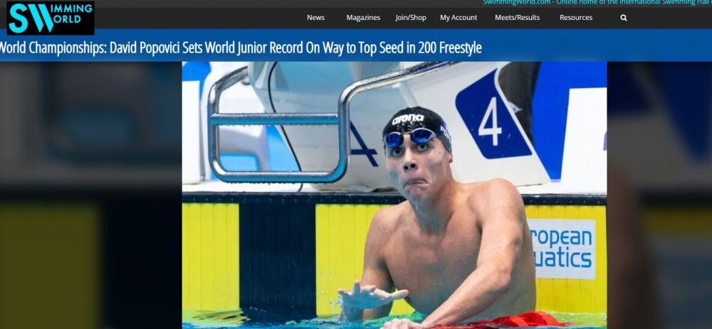 „Unul dintre cei mai strălucitori tineri!” Reacția presei internaționale după calificarea lui David Popovici în finala Campionatului Mondial _18