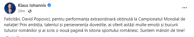 David Popovici l-a emoționat până și pe Klaus Iohannis! Cuvintele președintelui României după ce tânărul a câștigat aurul la 200 m liber