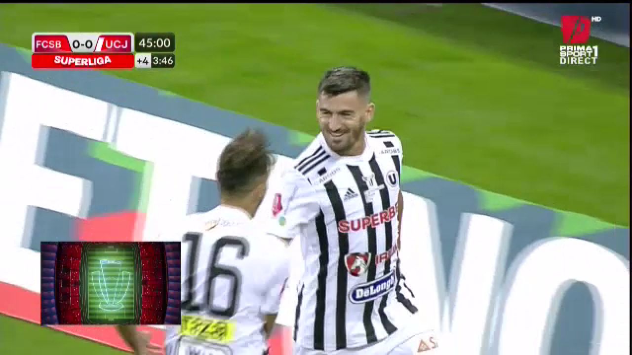 Lovitură pentru FCSB în finalul primei reprize! Cum a marcat Universitatea Cluj_8