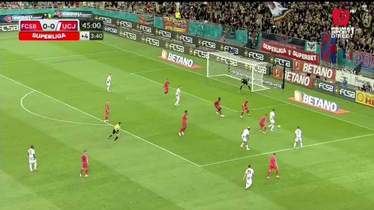 Lovitură pentru FCSB în finalul primei reprize! Cum a marcat Universitatea Cluj_9