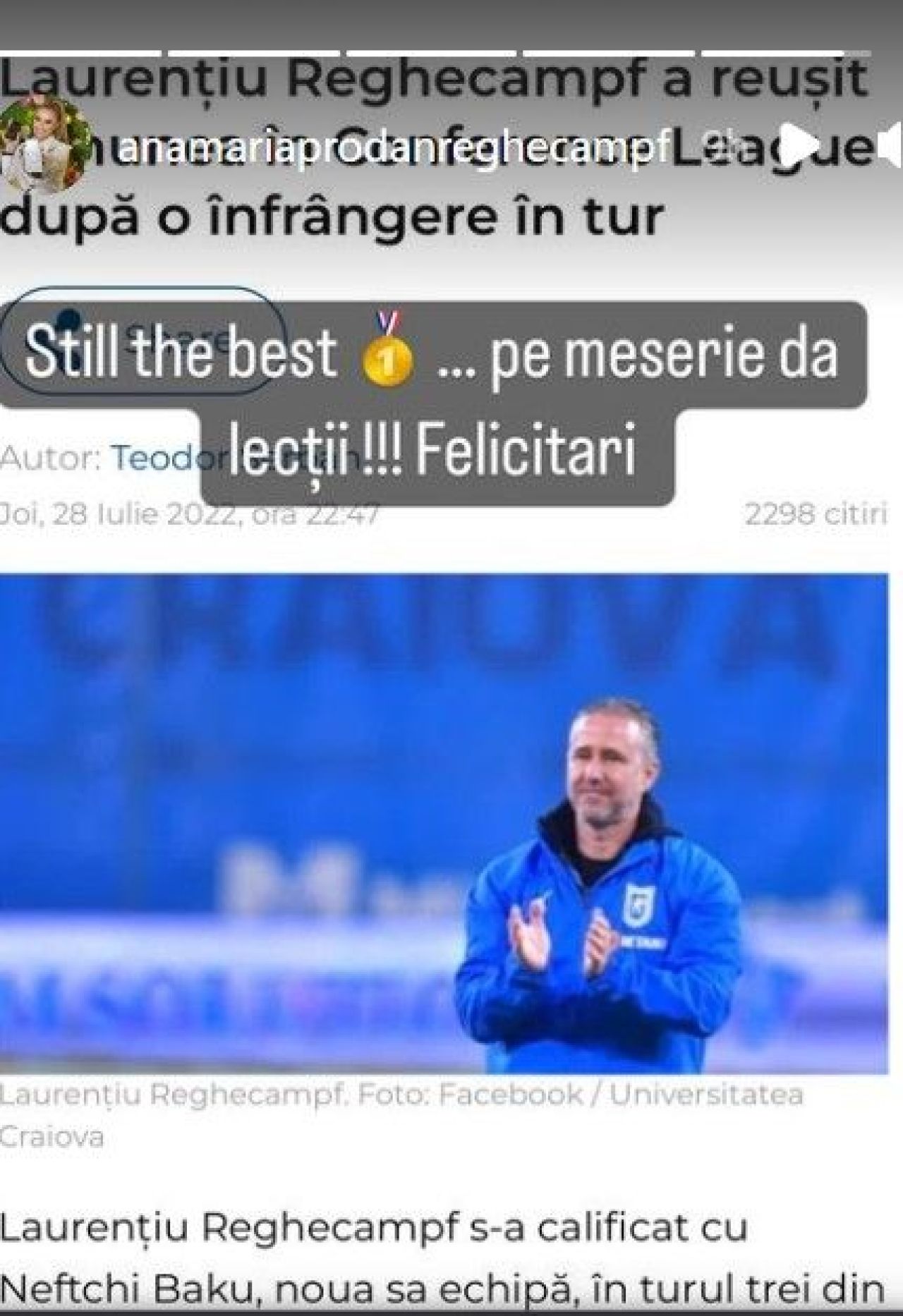 Anamaria Prodan, reacție surprinzătoare după ce Laurențiu Reghecampf a obținut o calificare impresionantă_1