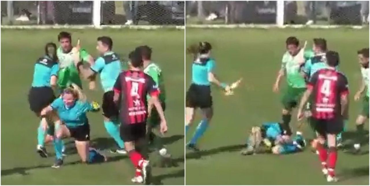 Imagini șocante de pe terenul de joc! Un jucător a luat-o la pumni pe femeia arbitru în timpul meciului_1