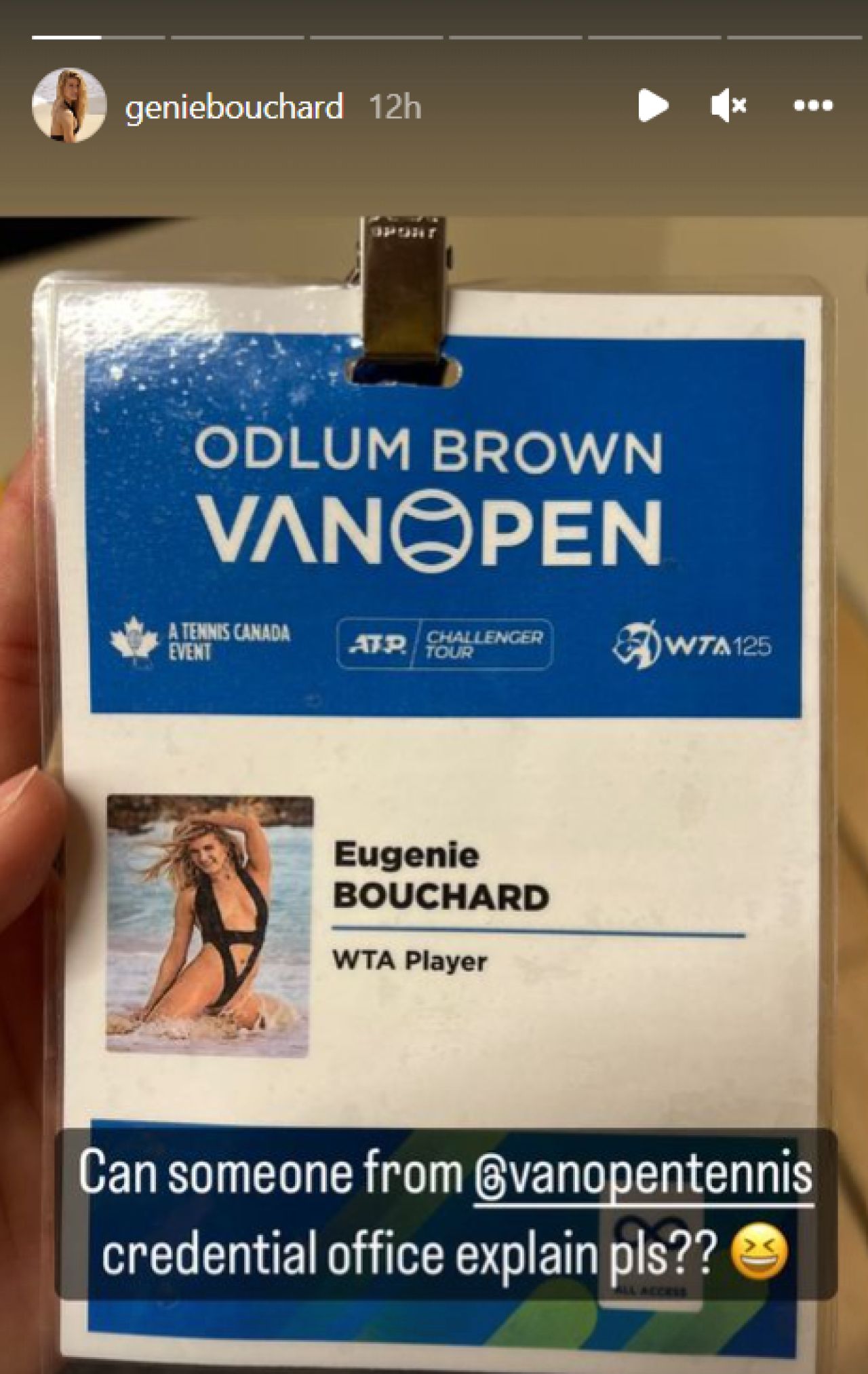 Asta pățești când nu mai joci tenis! Ce poză i-au putut pune pe acreditare canadiencei Eugenie Bouchard: sportiva s-a revoltat_37