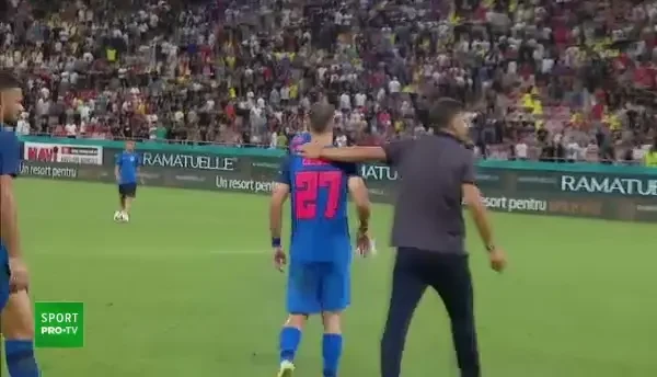 Imaginile care nu s-au văzut la TV: ce a făcut Nicolae Dică pe teren, imediat după FCSB - Viking