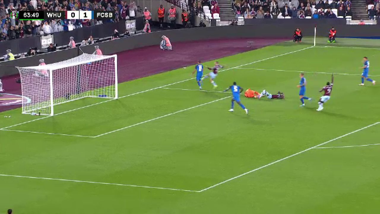 Arbitrul o pedepsește pe FCSB. West Ham înscrie golul egalizator dintr-un penalty contestat de