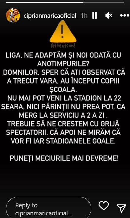 Semnalul de alarmă tras de Ciprian Marica către LPF: Ne mirăm că vor fi stadioanele iar goale