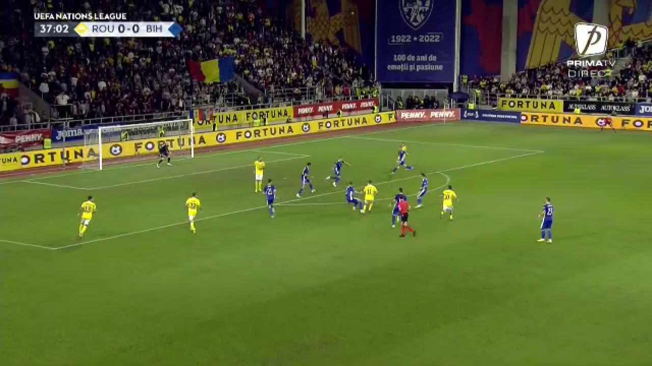 Giuleștiul a erupt! Dennis Man a marcat un gol superb împotriva Bosniei. Cum a înscris
