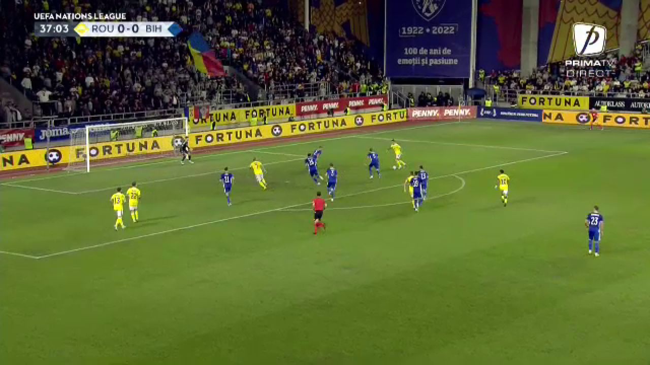 Giuleștiul a erupt! Dennis Man a marcat un gol superb împotriva Bosniei. Cum a înscris