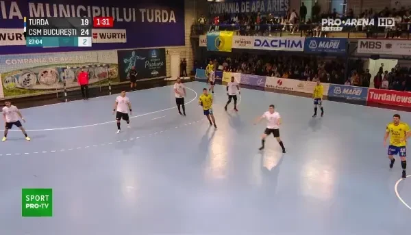 Potaissa Turda - CSM București 20-27, într-un meci transmis de Pro Arena și VOYO