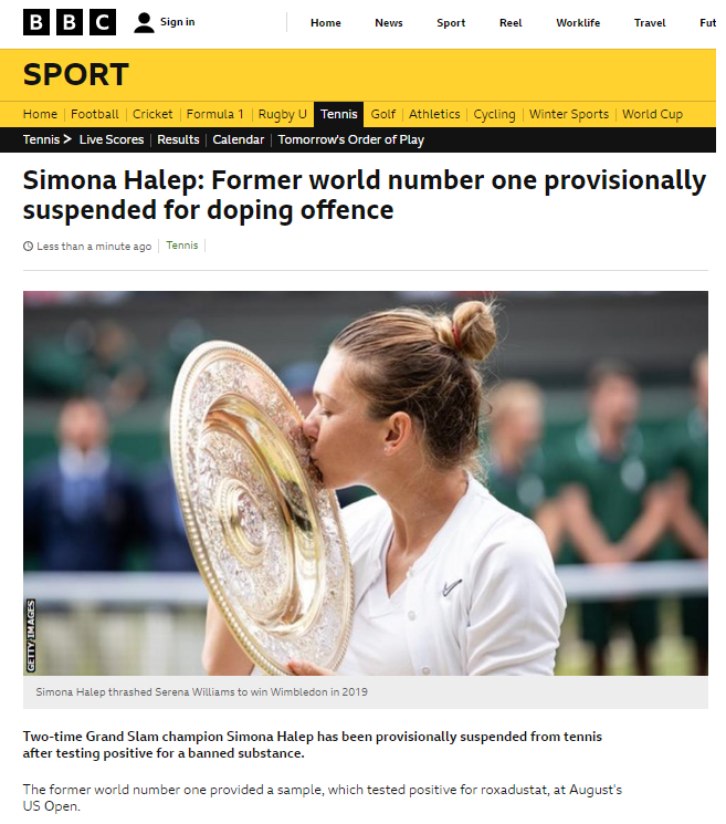Halep, pe prima pagină în Sky Sports! Reacții din presa internațională după ce a fost prinsă dopată. Ce au scris granzii de la The Sun, Reuters sau Daily Mail_2