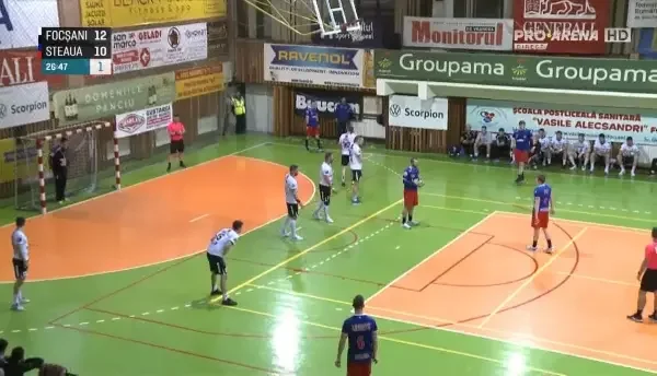 CSM Focșani - Steaua: Ultimele cinci minute ale primei reprize (în direct pe Pro Arena&VOYO)