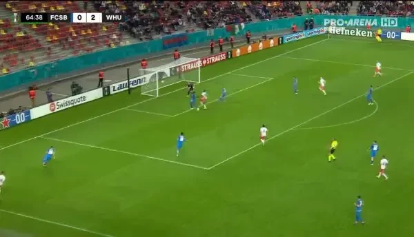 FCSB - West Ham 0-3 | Fornals trimite o „torpilă” spre poarta lui Târnovanu și face „dubla”