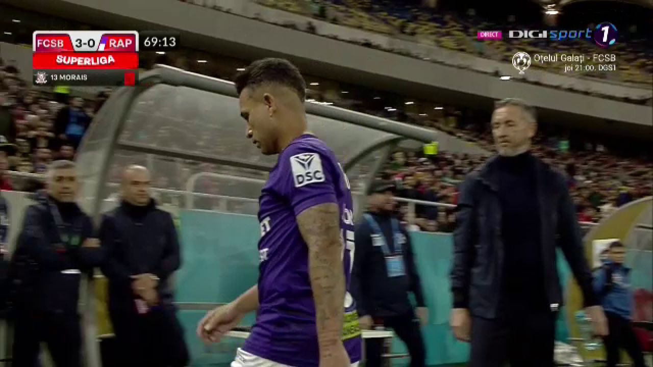 Junior Morais, roșu direct după o reacție nervoasă în FCSB - Rapid. Brazilianul nici nu a protestat_1