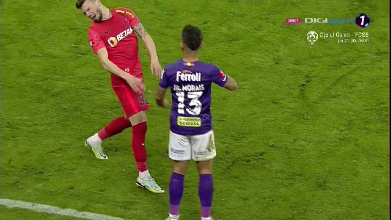 Junior Morais, roșu direct după o reacție nervoasă în FCSB - Rapid. Brazilianul nici nu a protestat_10