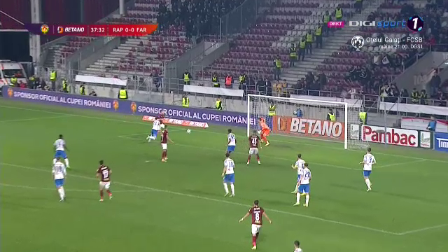 Ratare uriașă &icirc;n Rapid - Farul Constanța! Dugandzic nu a putut marca din c&acirc;țiva metri