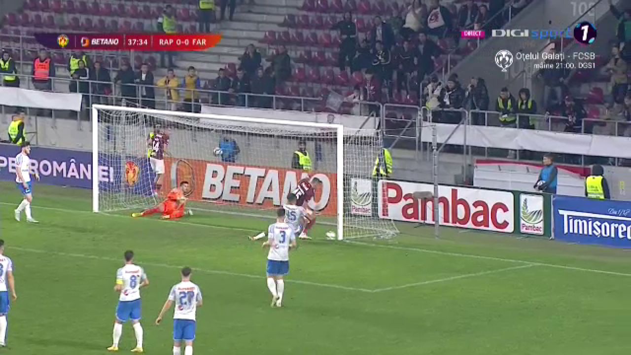 Ratare uriașă în Rapid - Farul Constanța! Dugandzic nu a putut marca din câțiva metri_5