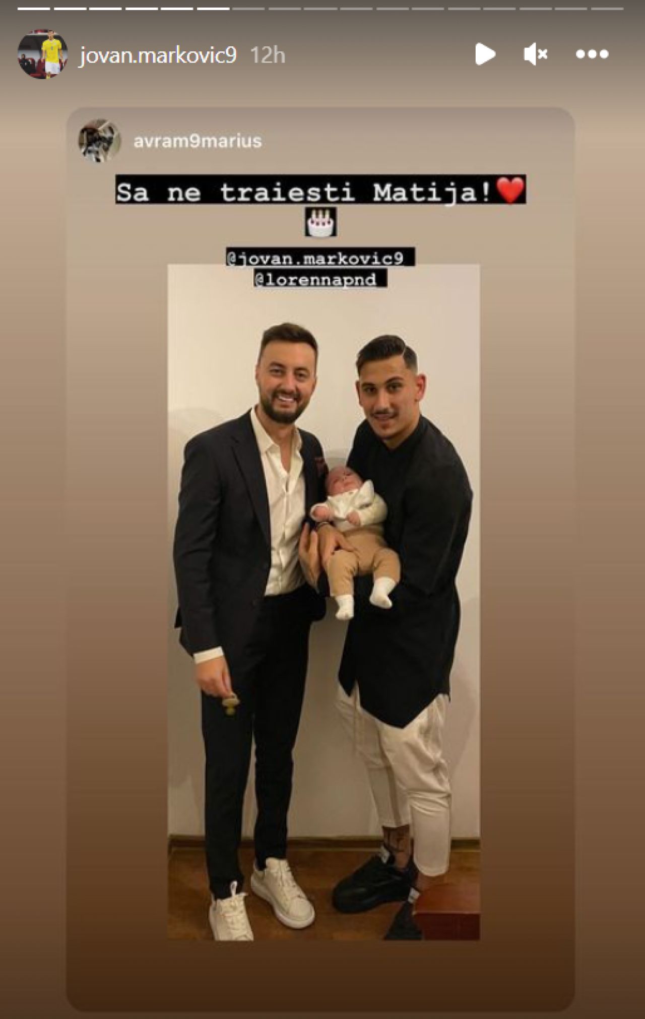 Exclus din lot de Mirel Rădoi, Jovan Markovic și-a găsit timp să-și boteze primul copil! _5