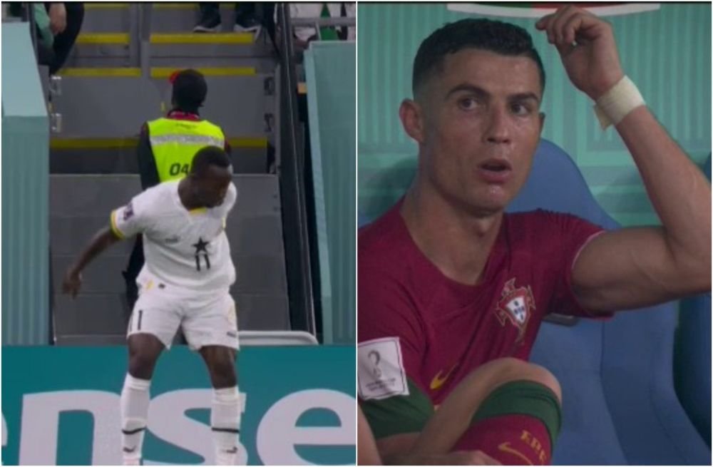Un fotbalist ghanez i-a ”furat” celebrarea lui Ronaldo! Cum a reacționat portughezul de pe bancă_35