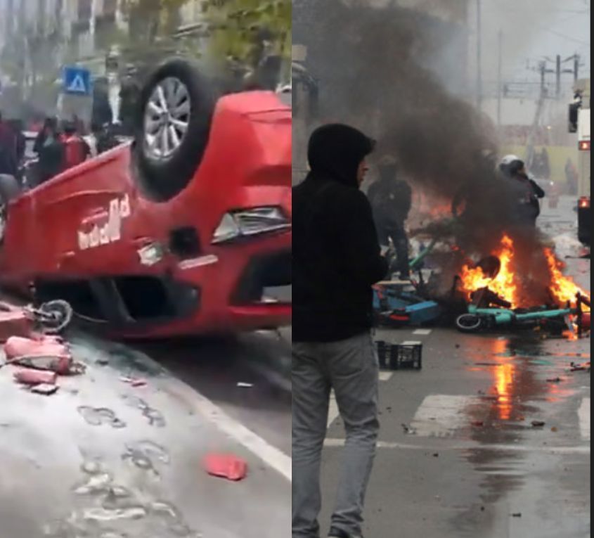 Prăpăd în Bruxelles! Fanii marocani au răsturnat scutere și au avariat mașini. A intervenit și primarul orașului_7