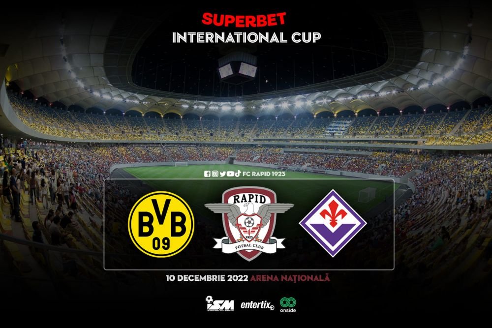 Turneul Superbet International Cup se vede s&acirc;mbătă, de la 13:00, &icirc;n direct pe VOYO! Rapid se va confrunta cu Borussia Dortmund și Fiorentina