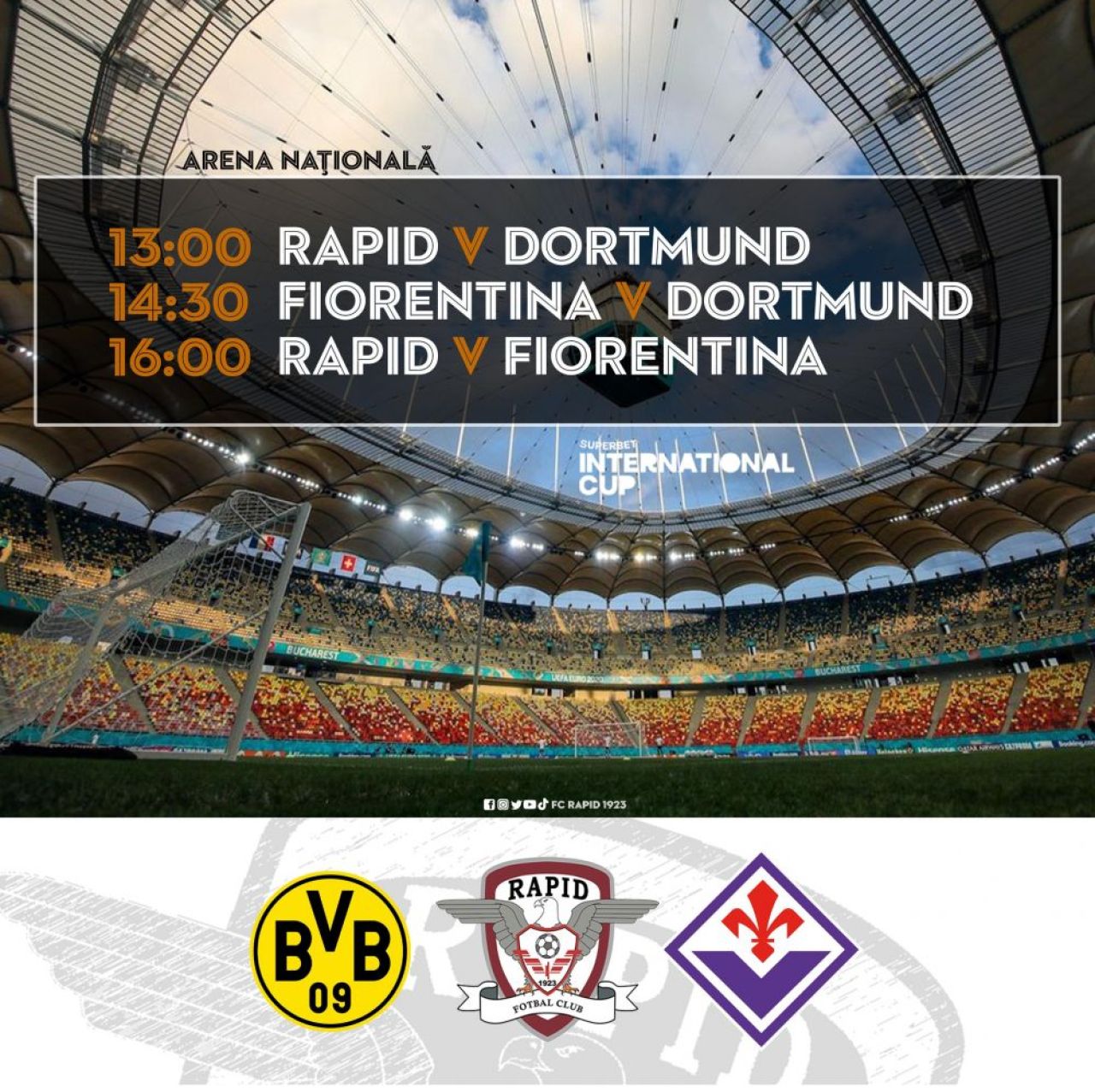 Spectacol total la Superbet International Cup, triunghiularul cu Rapid, Fiorentina și Borussia Dortmund. Meciurile au fost LIVE pe VOYO _1