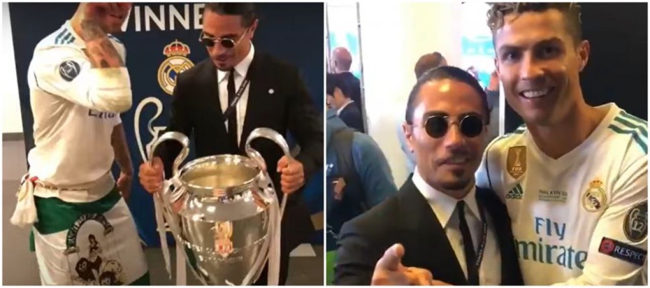 Finala Mondialului nu a fost prima 'abatere' pentru Salt Bae! A apărut la finala Champions League și a pus mâna pe trofeu_4