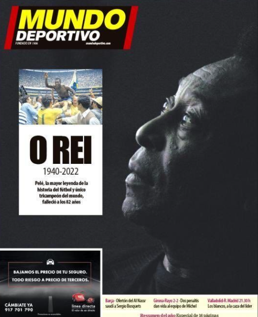 Primele pagini ale marilor publicații internaționale. Tribut impresionant adus legendarului Pele: imagini de colecție_8