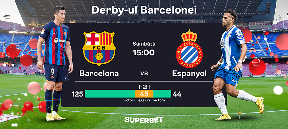 (P) Barcelona – Espanyol: SuperDerby în ultima zi a anului! Cum arată cotele pentru meciul din LaLiga