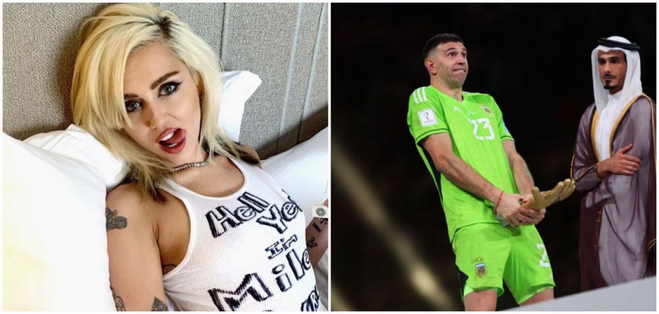 Miley Cyrus l-a imitat pe Emiliano Martinez! Cum a putut să se fotografieze fosta artistă Disney de Revelion _34