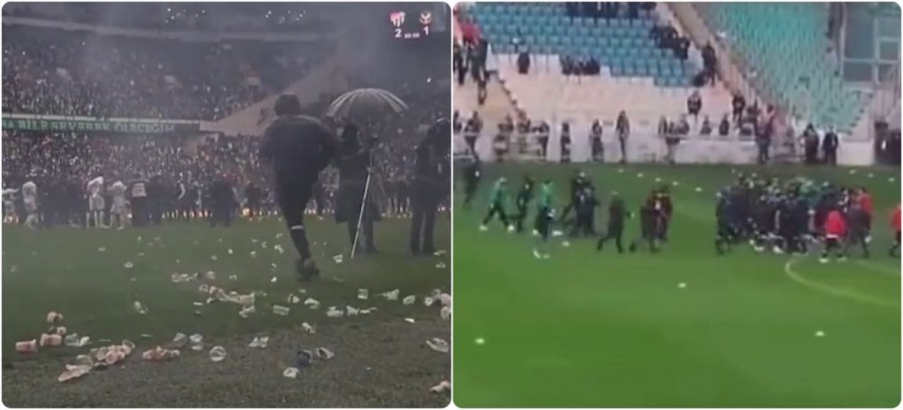 Scene șocante în Turcia: jucătorii s-au încăierat înainte de meci! Portarul a fost rănit de obiectele aruncate din tribune în timpul partidei _1