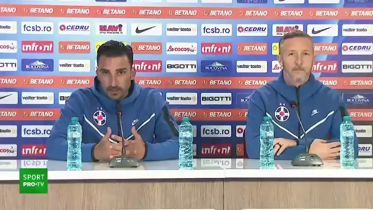 Conferință de presă Elias Charalambous și Mihai Stoica înainte de Sepsi - FCSB (02.04.2023)