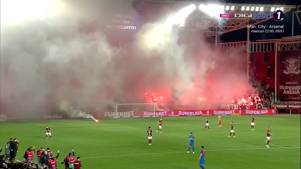 Spectacol pirotehnic spectaculos pe Giulești, înaintea fluierului de start! Rapid - FCSB a fost întârziat câteva minute_19