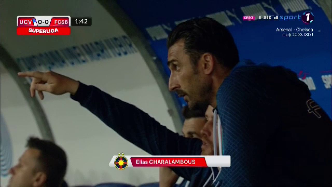 Cine e antrenorul principal la FCSB? Cum au fost surprinși Mihai Pintilii și Elias Charalambous în startul meciului cu Craiova _13