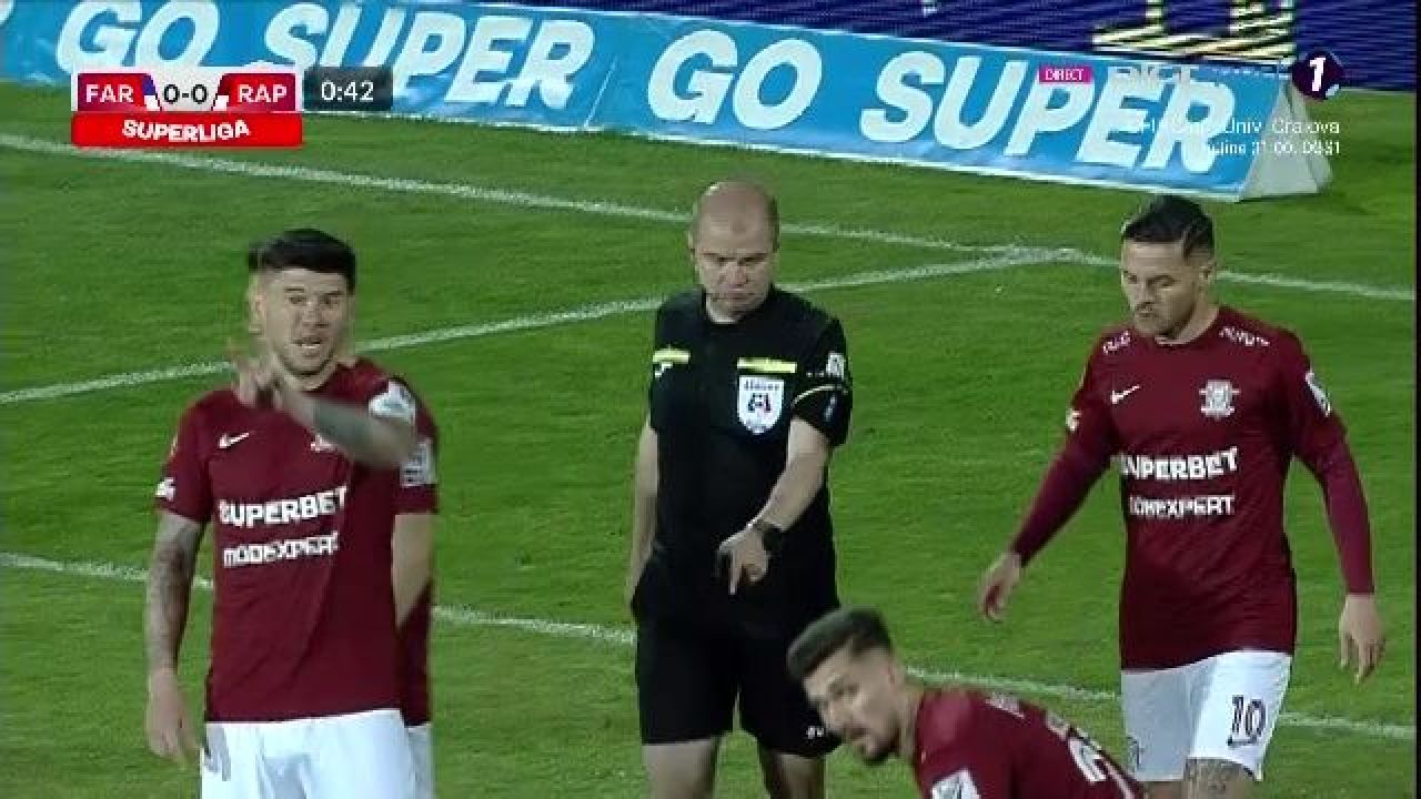 Penalty controversat pentru Farul în minutul 1 al meciului cu Rapid: Moldovan și-a făcut cruce după decizia lui Popa_1