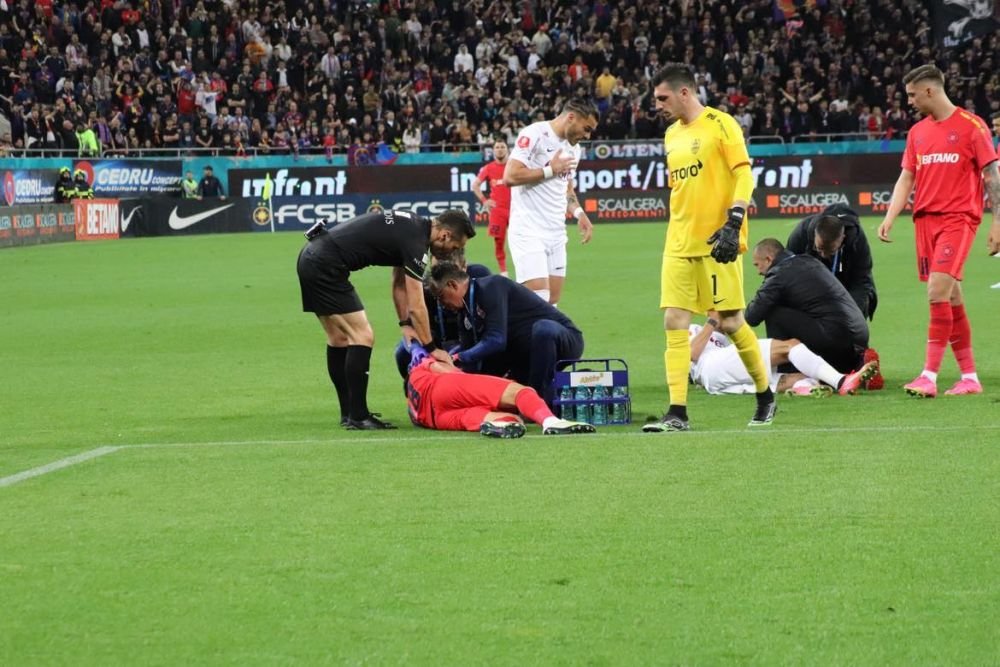Emoții în FCSB - CFR Cluj! Cordea și Camora s-au ciocnit violent și au avut nevoie de îngrijiri medicale_12