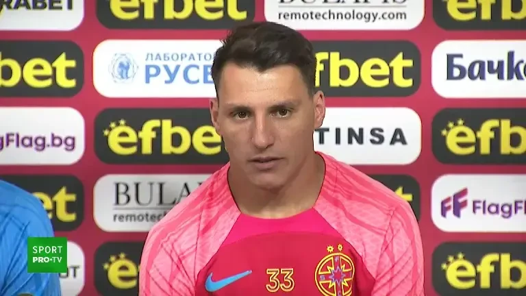 Elias Charalambous și Risto Radunovic, înainte de CSKA - FCSB (25 iulie 2023)