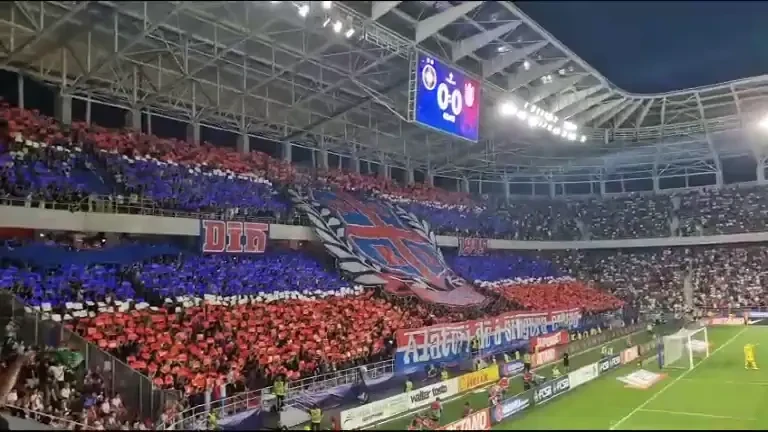 Galeria FCSB a realizat o coregrafie superbă la meciul contra CFR-ului! Mesajul afișat în Ghencea