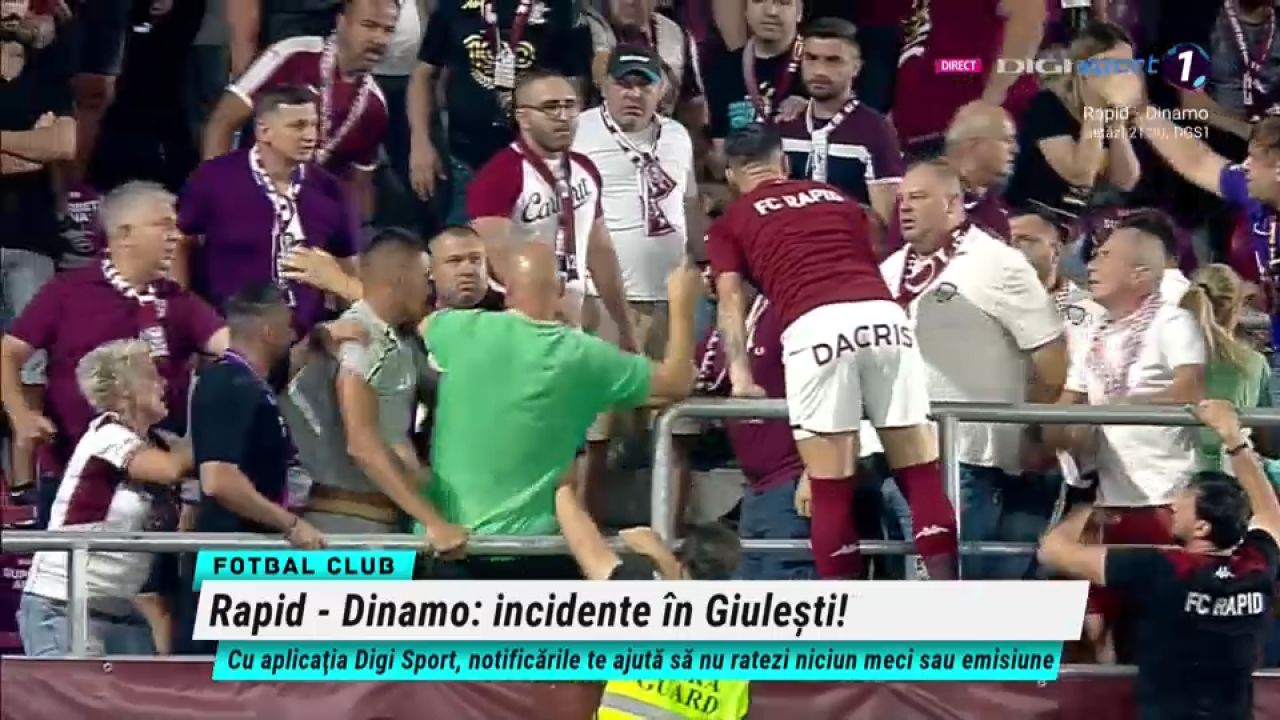 Bătaie în tribune la Rapid - Dinamo: Săpunaru a sărit să îi despartă pe suporteri_1