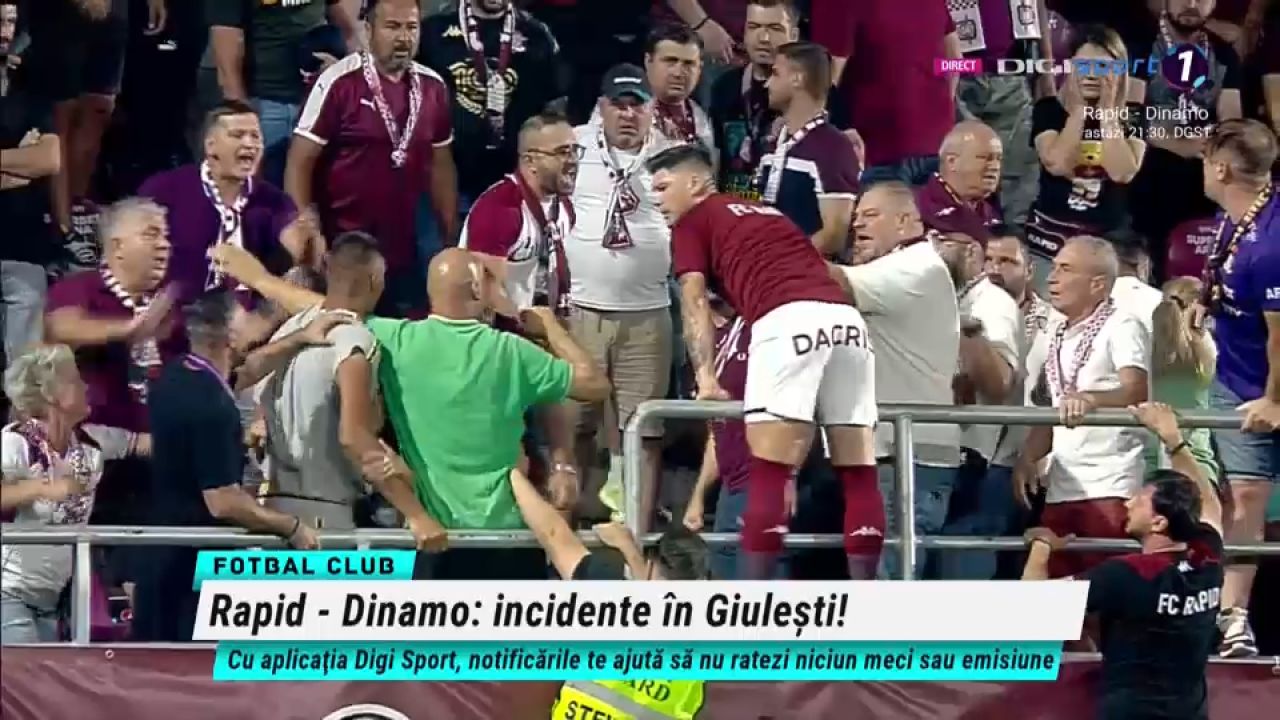 Bătaie în tribune la Rapid - Dinamo: Săpunaru a sărit să îi despartă pe suporteri_2